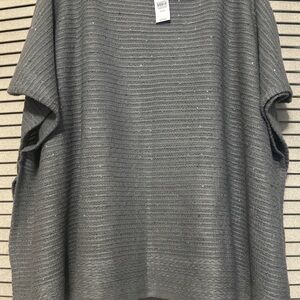 NWT ANN TAYLOR Women Stretch Acrylic Poly Poncho Sweater Sequined Gray XS/S